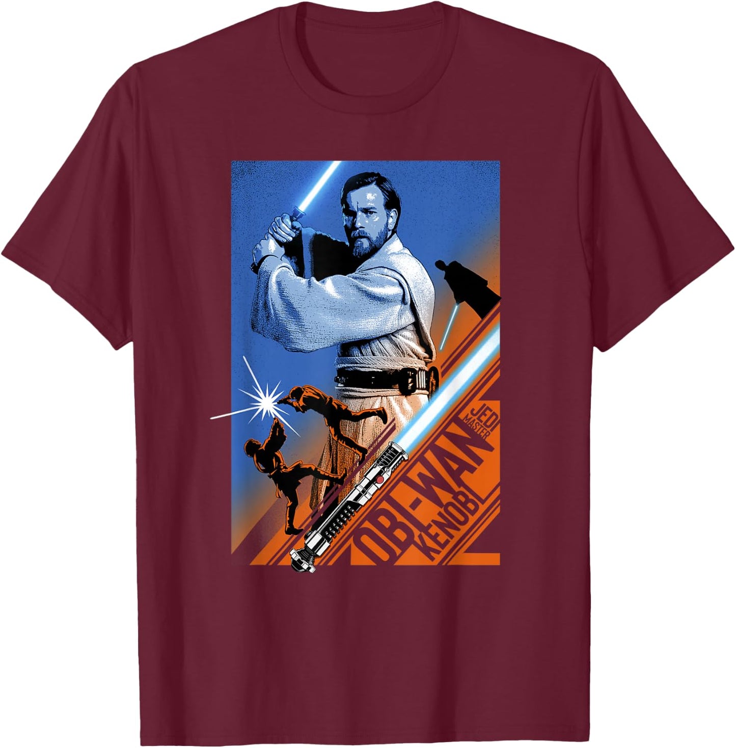 Star Wars Revenge Of The Sith Obi-Wan Kenobi Saber Split T-Shirt - T-Shirt | Maroon