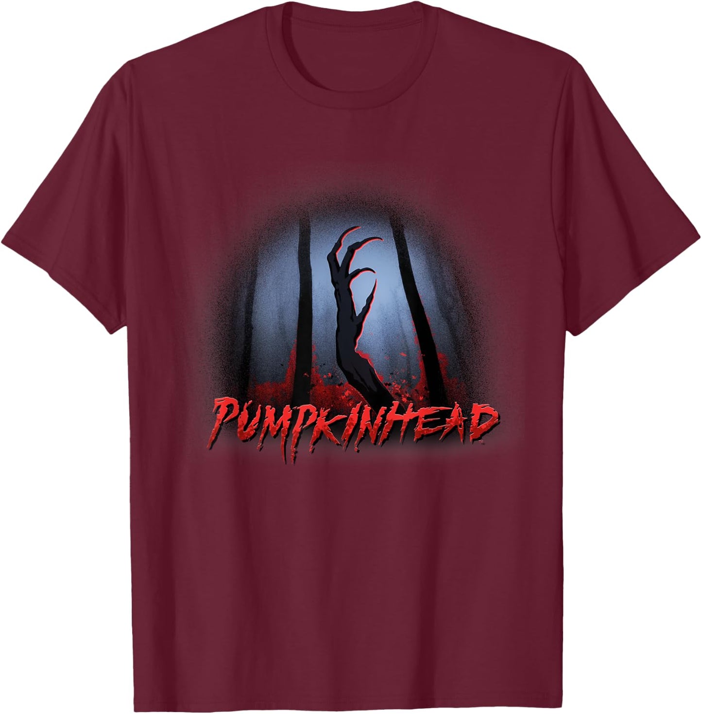Pumpkinhead Logo with Hand Silohuette T-Shirt - T-Shirt | Maroon