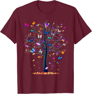 Butterfly Tree Beautiful T-Shirt - T-Shirt | Maroon