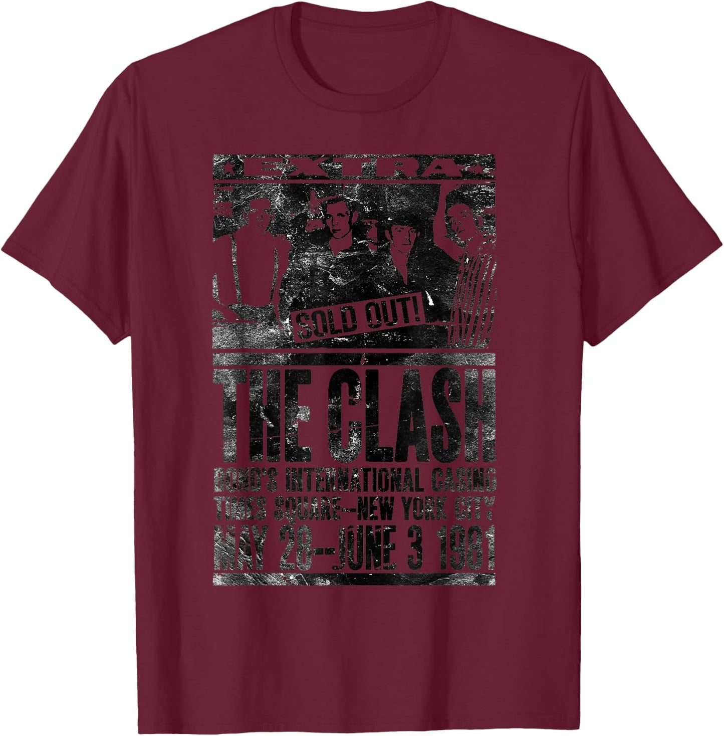 The Clash - Bonds Flyer Poster T-Shirt - T-Shirt | Maroon
