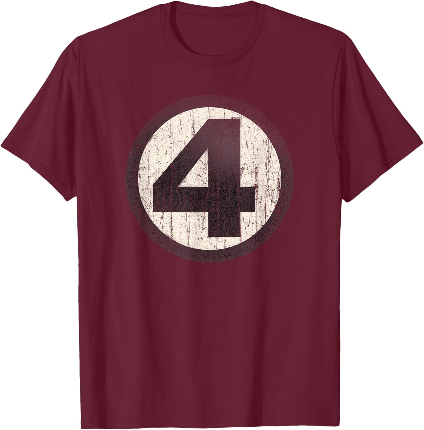 Marvel Fantastic Four Official Distressed Logo T-Shirt - T-Shirt | Maroon