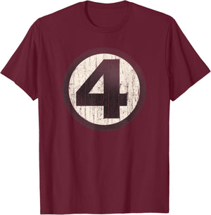 Marvel Fantastic Four Official Distressed Logo T-Shirt - T-Shirt | Maroon
