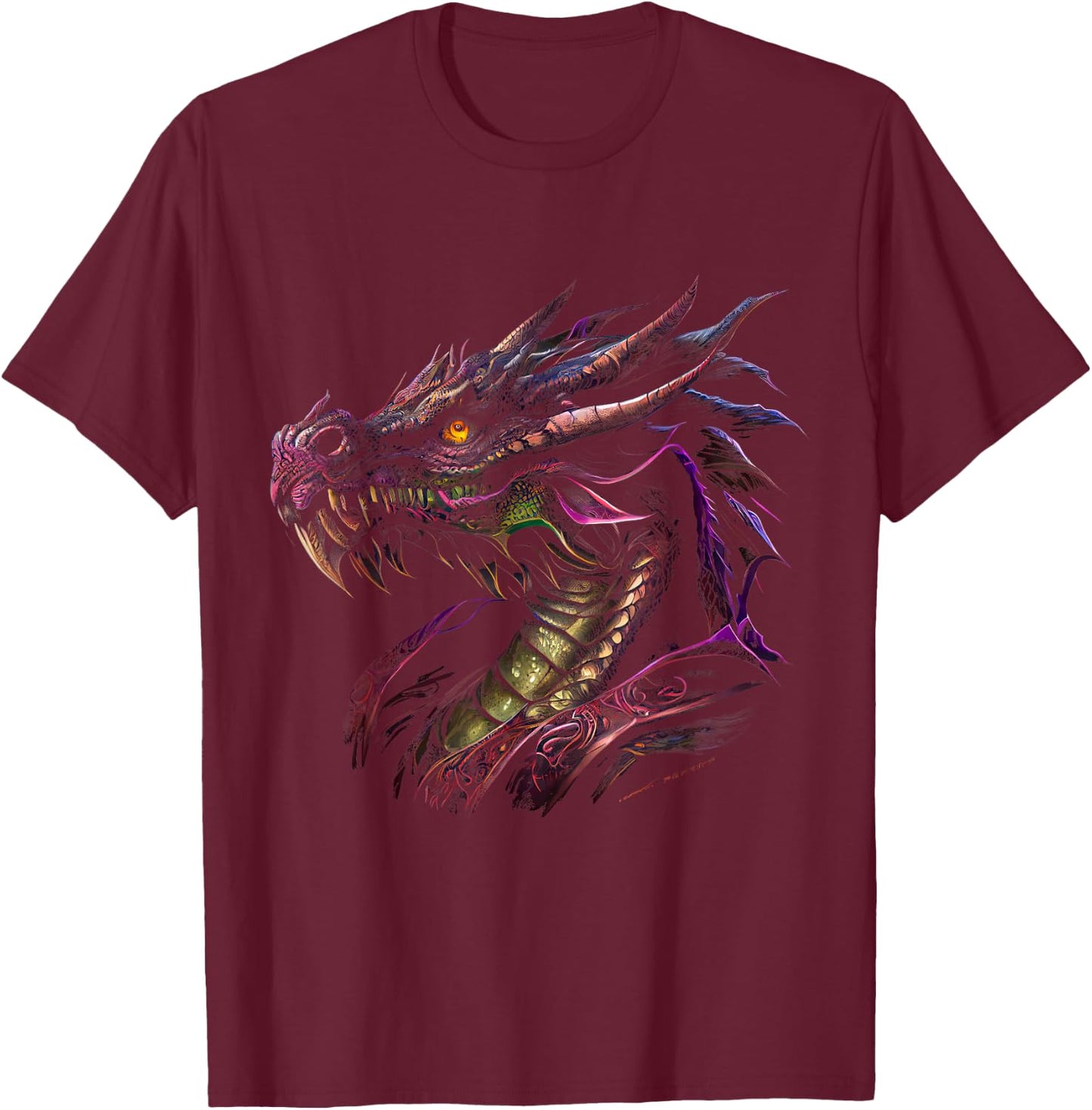 Thinking Dragon Lover Beautiful Purple Fun Fantasy Art Cool T-Shirt - T-Shirt | Maroon