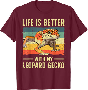 Cool Leopard Gecko Women Kids Leopard Gecko Lover T-Shirt - T-Shirt | Maroon