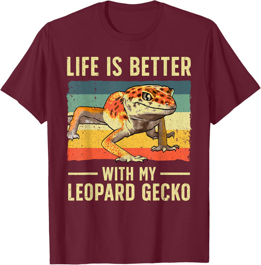 Cool Leopard Gecko Women Kids Leopard Gecko Lover T-Shirt - T-Shirt | Maroon