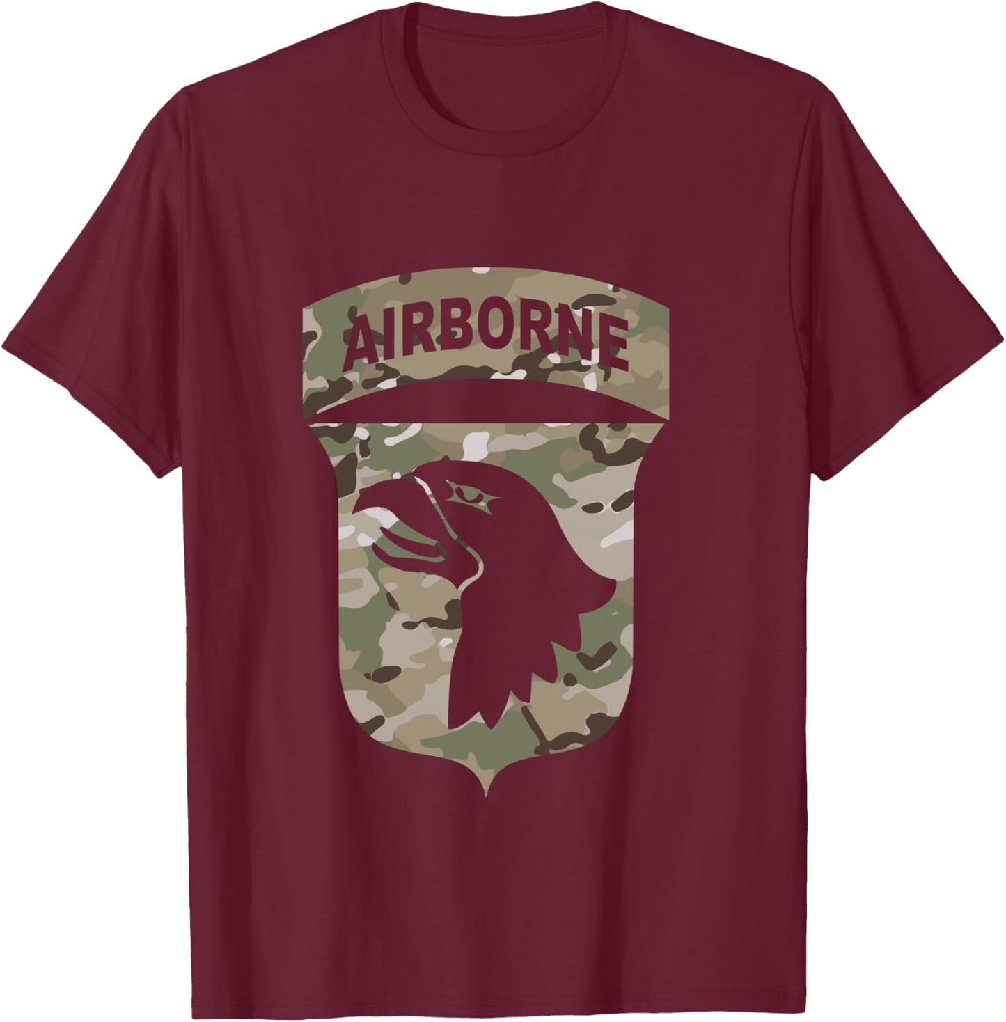 Camo 101st Airborne Division - OCP ACU Multicam Camouflage T-Shirt - T-Shirt | Maroon