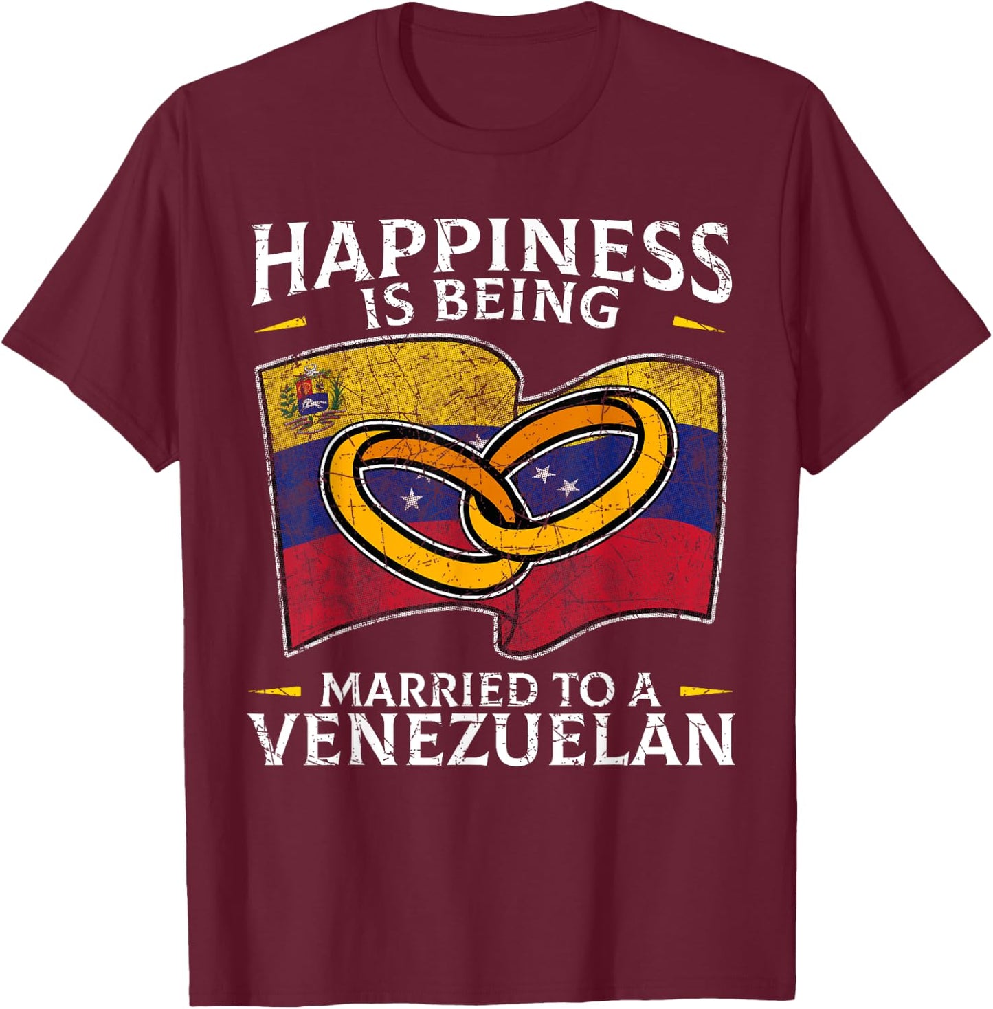Venezuelan Wedding Venezuela Heritage Roots Flag Married T-Shirt - T-Shirt | Maroon