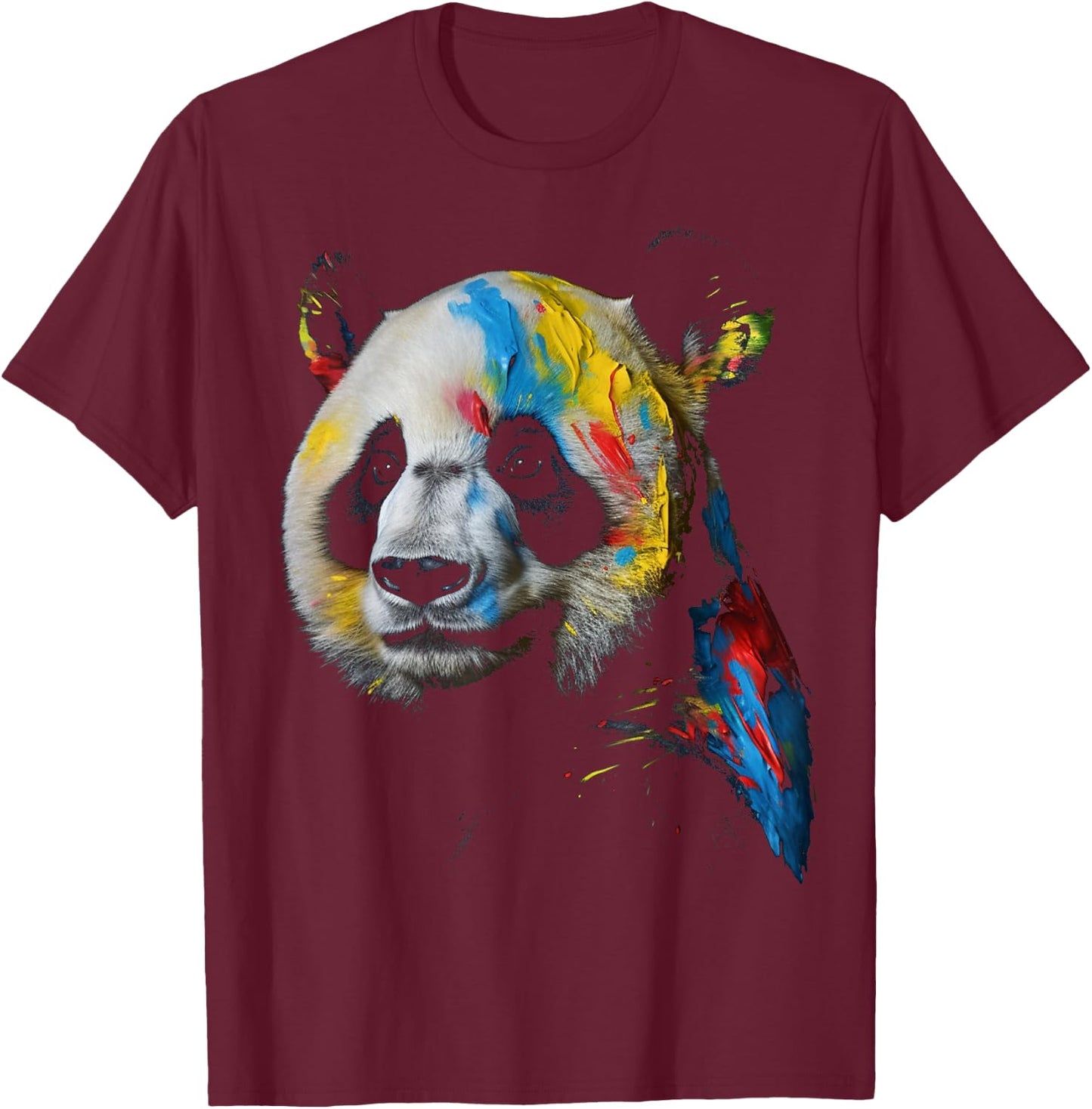 Large Panda Colourful Animal Panda Bear Zoo Art Panda T-Shirt - T-Shirt | Maroon