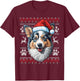 Blue Merle Corgi Santa Hat Christmas Funny Dog Mom Dad T-Shirt - T-Shirt | Maroon