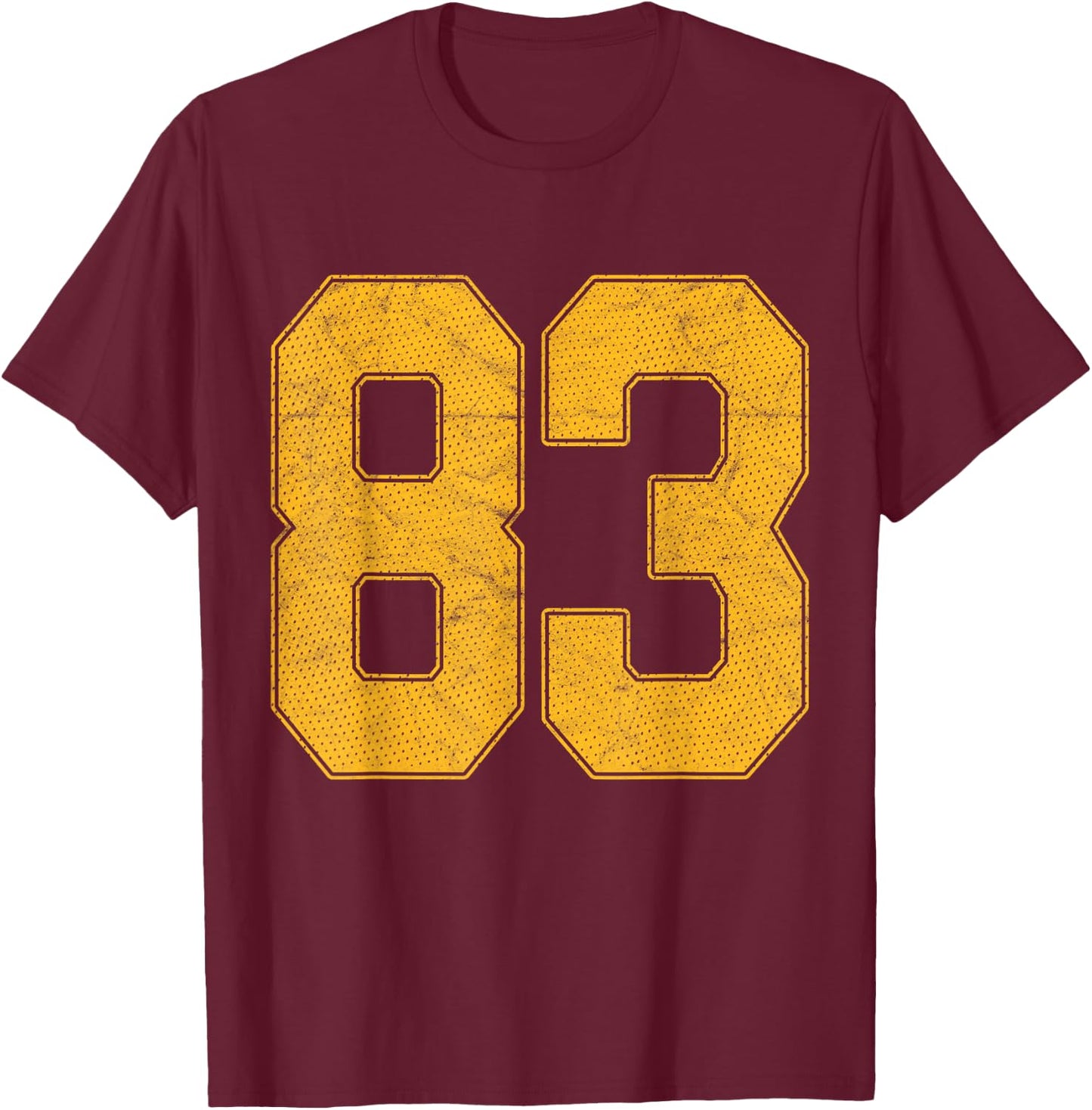 Number 83 Numbered Uniform Sports Team Jersey 83rd Birthday T-Shirt - T-Shirt | Maroon