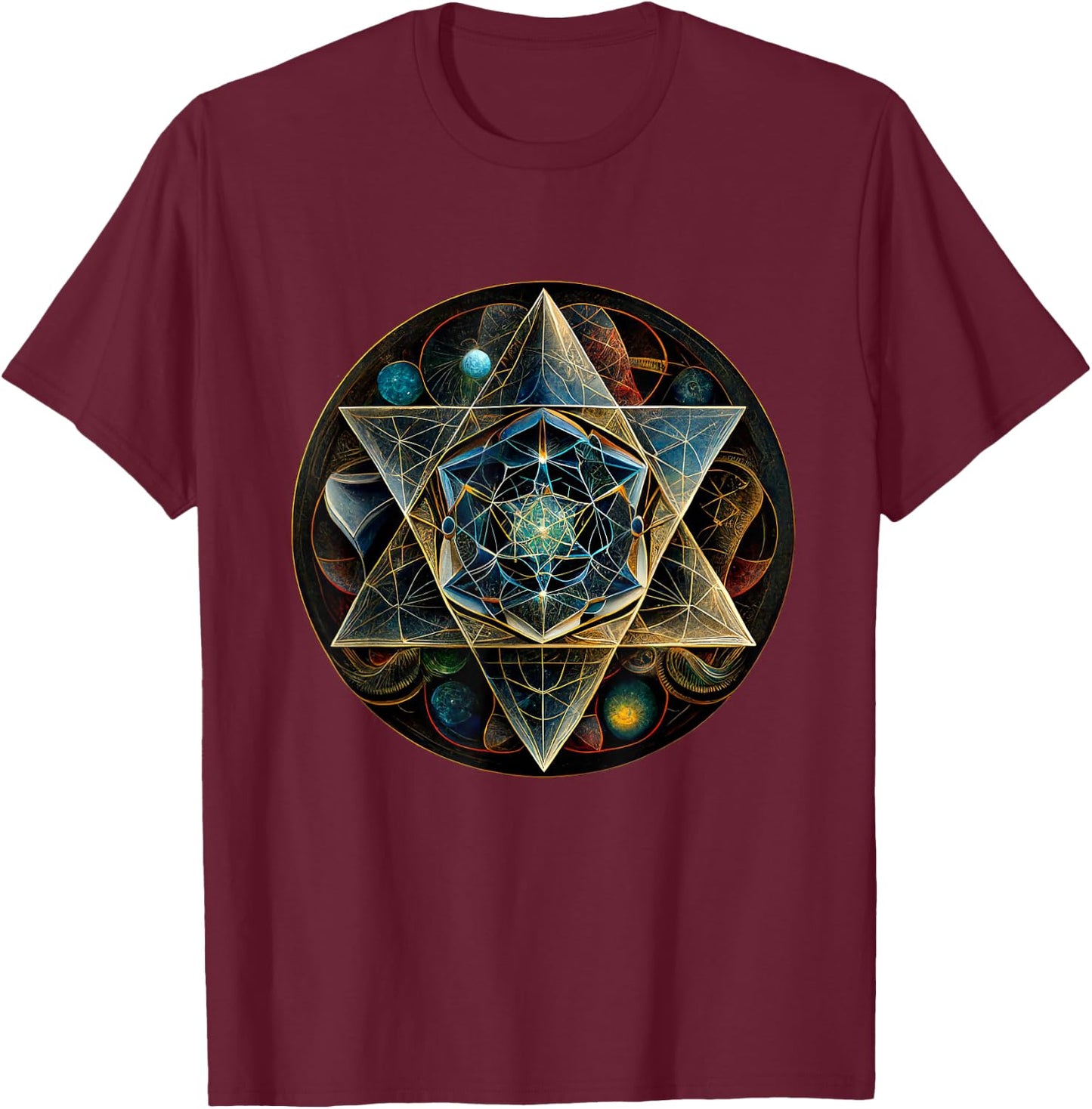 Star Tetrahedron Merkaba T-Shirt - T-Shirt | Maroon