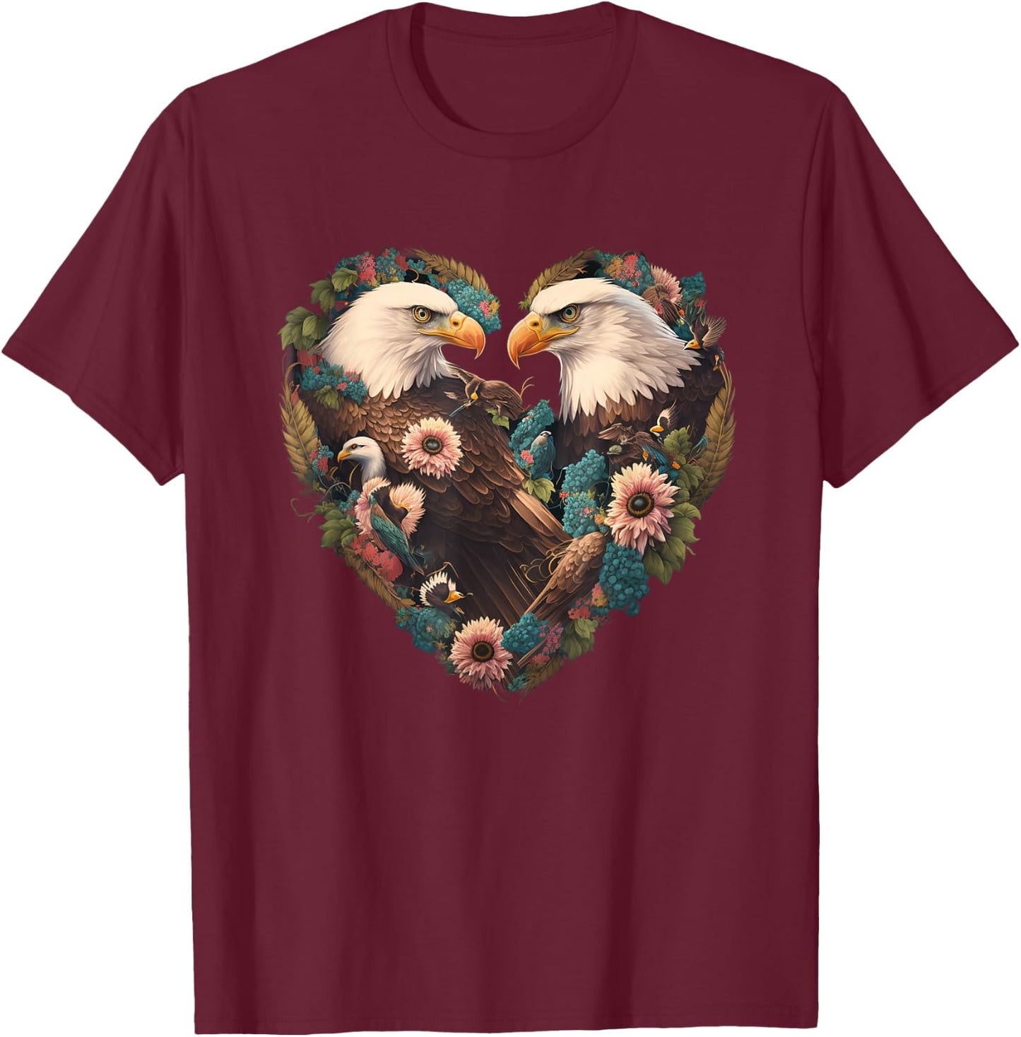 Valentine's Day Bald Eagle Heart T-Shirt - T-Shirt | Maroon