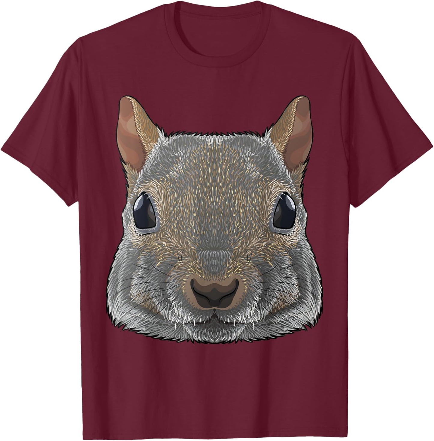 Squirrel Face American Grey Squirrel Animal T-Shirt - T-Shirt | Maroon