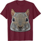 Squirrel Face American Grey Squirrel Animal T-Shirt - T-Shirt | Maroon