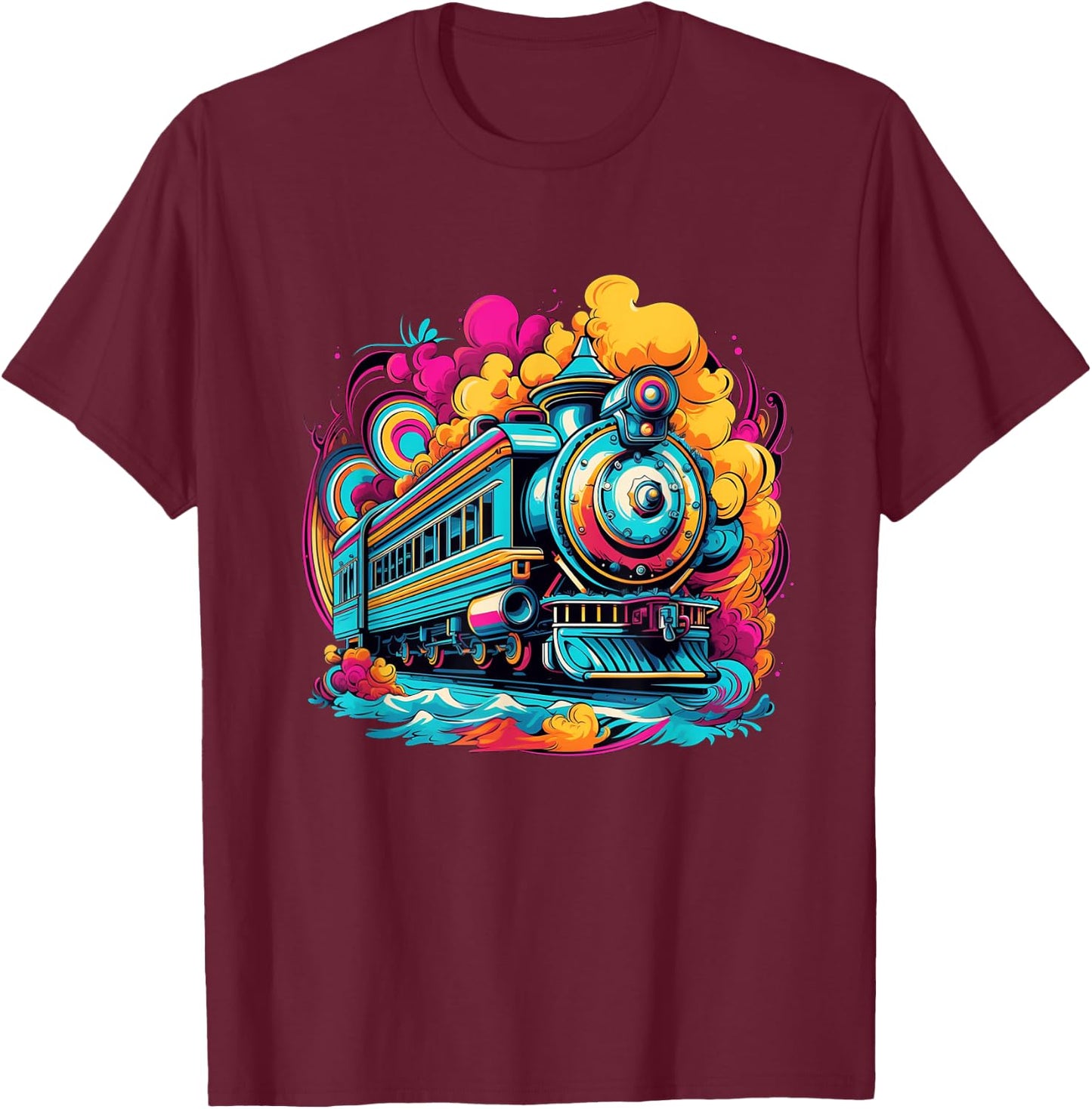Train Locomotive & Model Railroad Trains T-Shirt - T-Shirt | Maroon