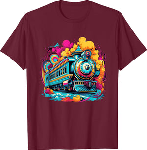 Train Locomotive & Model Railroad Trains T-Shirt - T-Shirt | Maroon