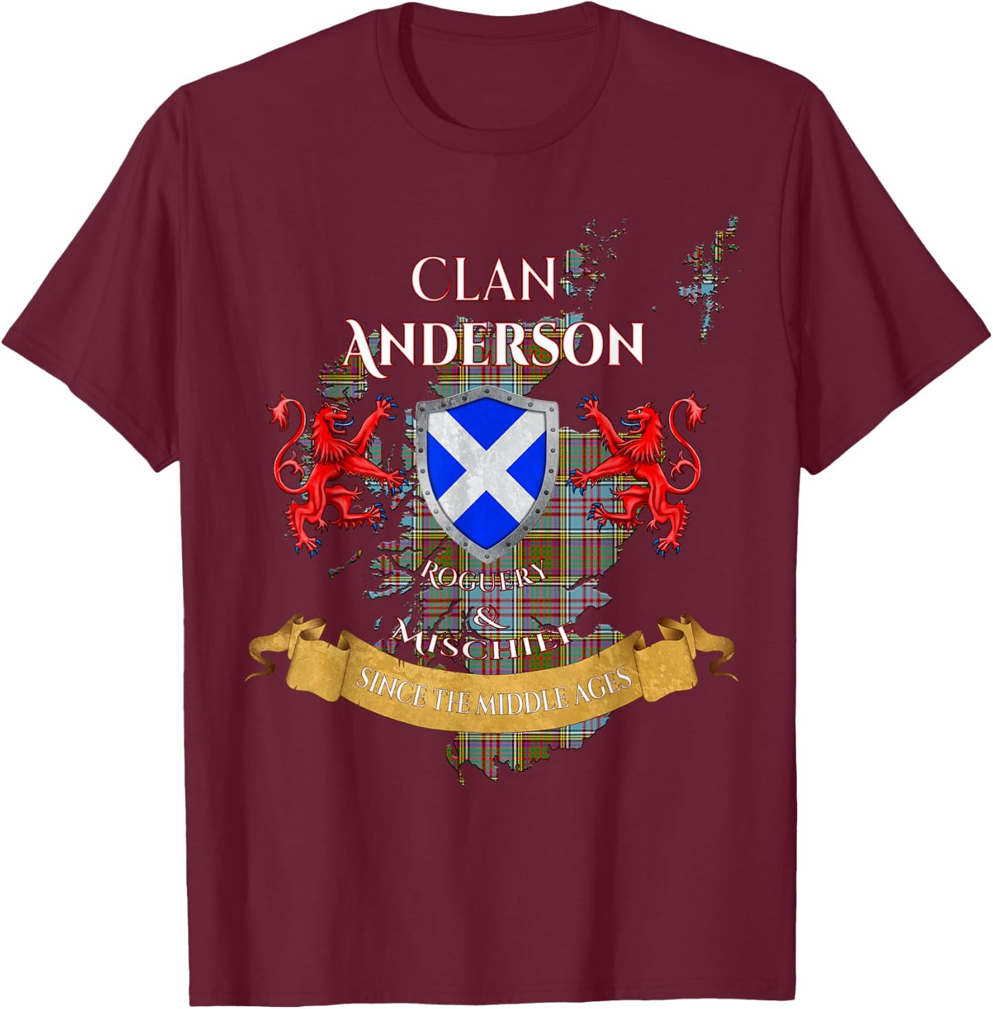 Anderson Scottish Family Clan Middle Ages Mischief T-Shirt - T-Shirt | Maroon