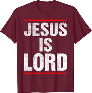 Jesus Is Lord Retro Vintage T-Shirt - T-Shirt | Maroon
