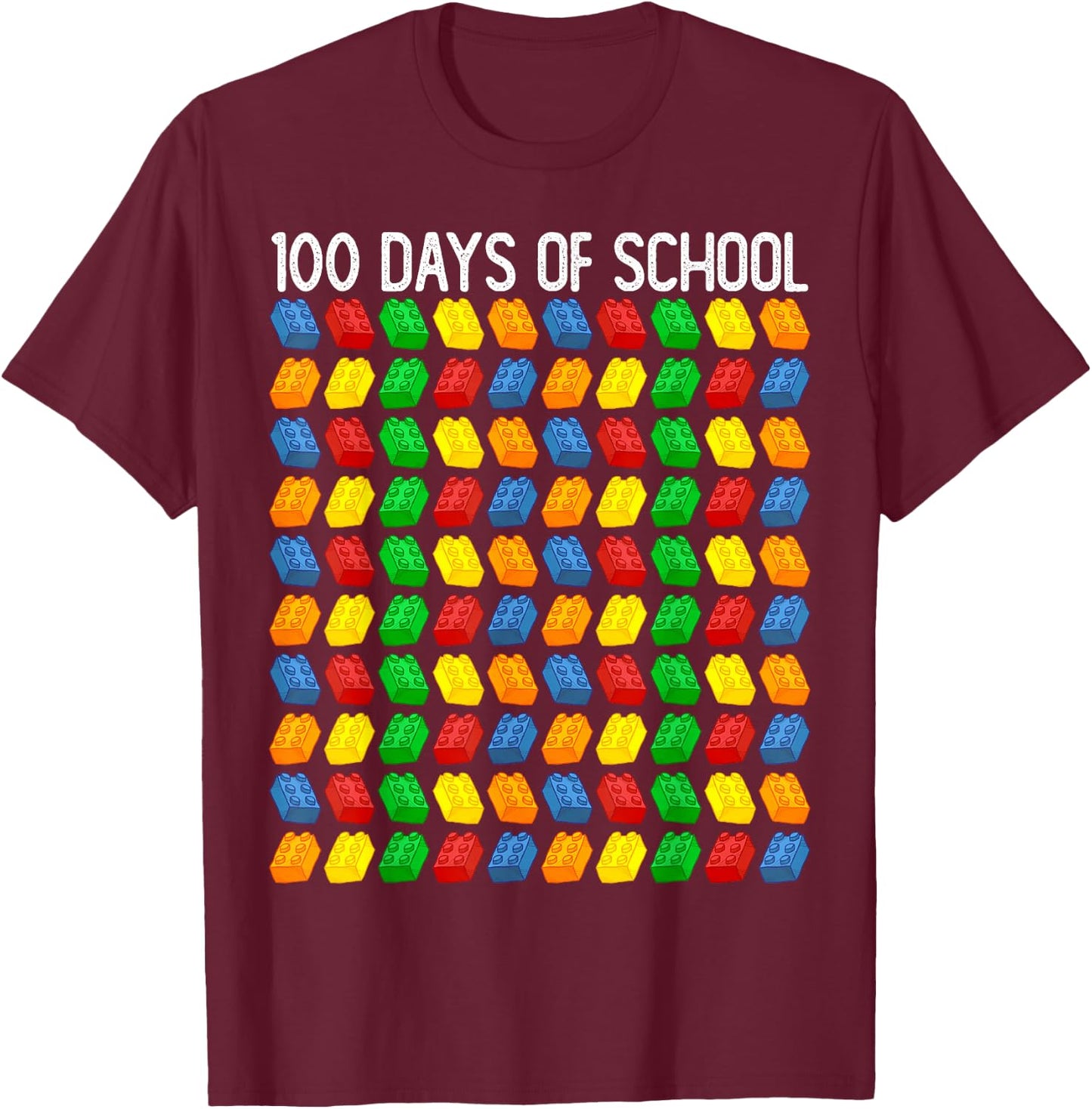 Master Builder Funny Building Blocks 100 Days of School Kids T-Shirt - T-Shirt | Maroon