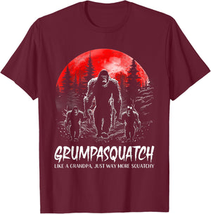 Grumpa Squatch Funny Bigfoot Dad Sasquatch Yeti Fathers day T-Shirt - T-Shirt | Maroon