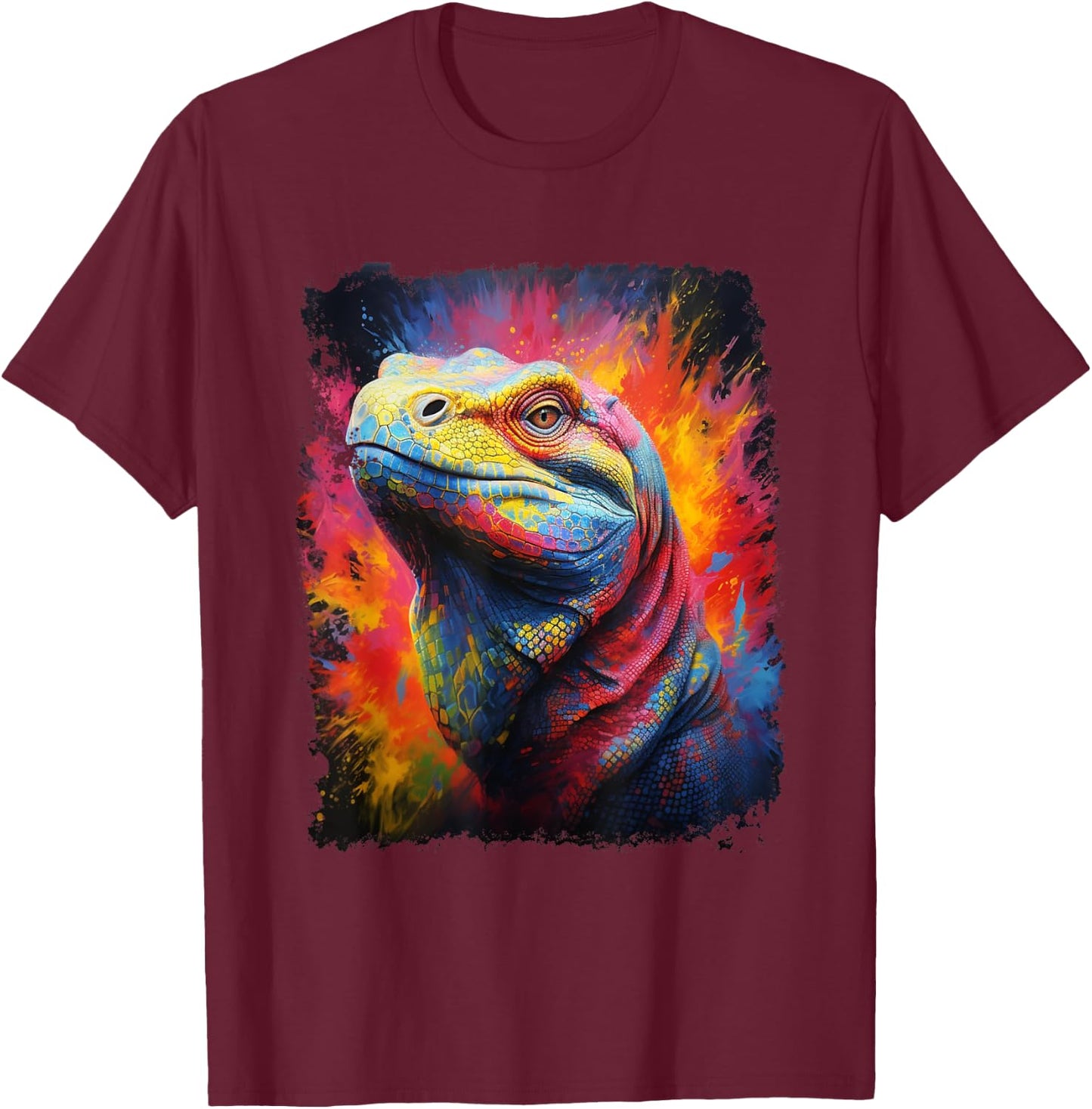 Pop Art Komodo Dragon T-Shirt - T-Shirt | Maroon