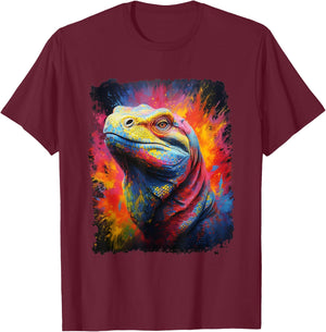 Pop Art Komodo Dragon T-Shirt - T-Shirt | Maroon