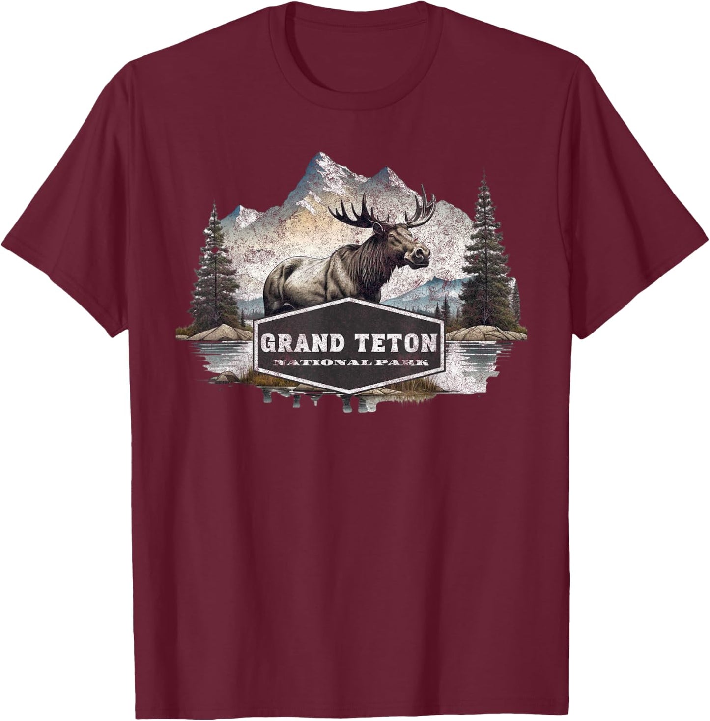 Grand Teton National Park T-Shirt - T-Shirt | Maroon