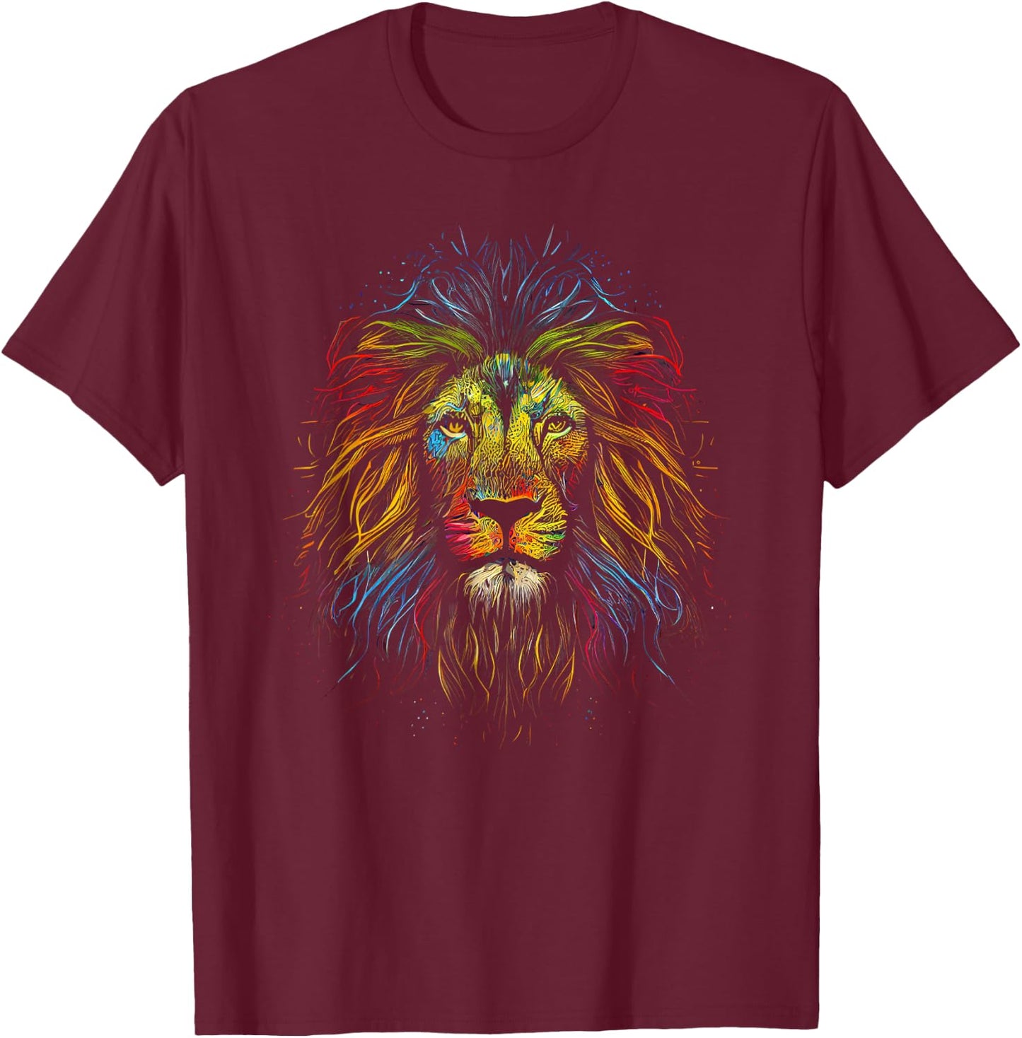 Lion colorful lions King Of Animals From Africa T-Shirt - T-Shirt | Maroon