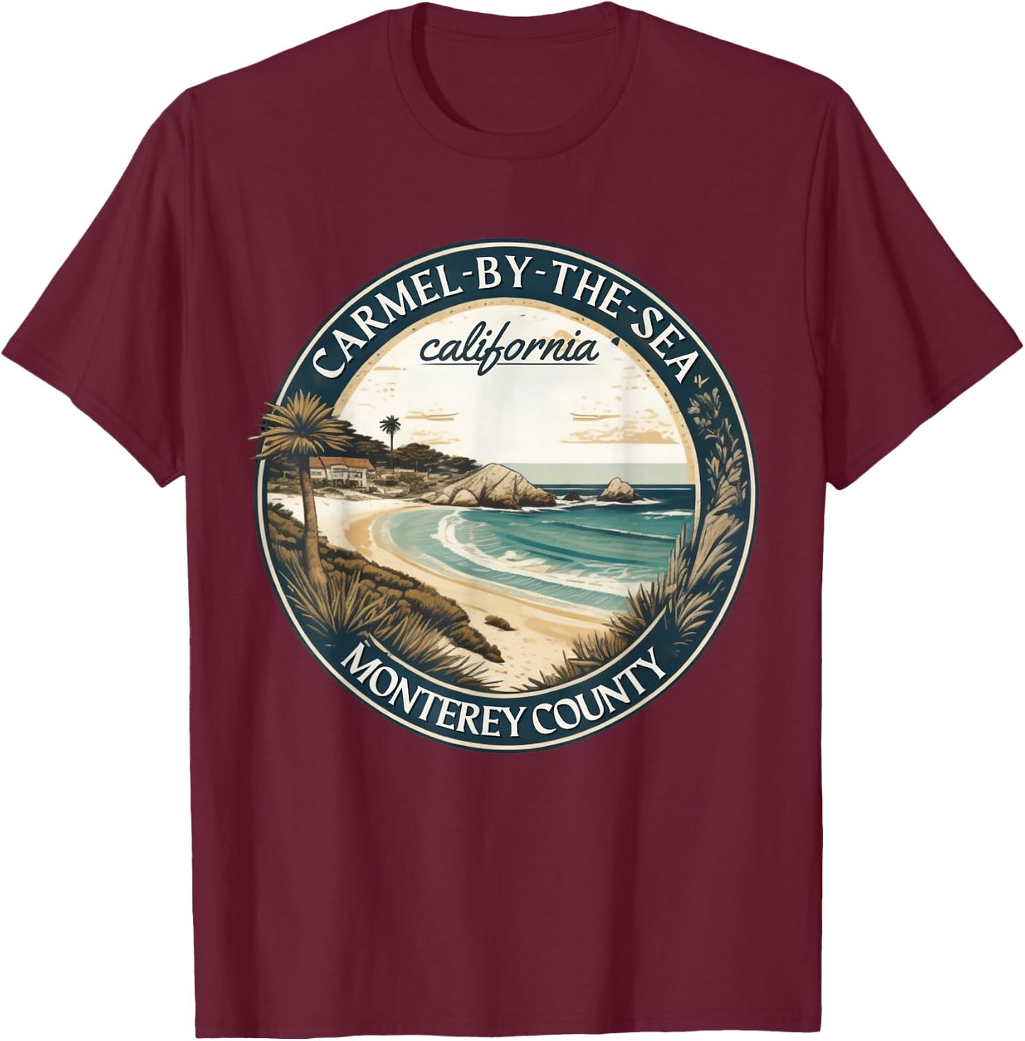 Carmel-by-the-Sea, California beach for family vocation Women Girls Kids T-Shirt - T-Shirt | Maroon