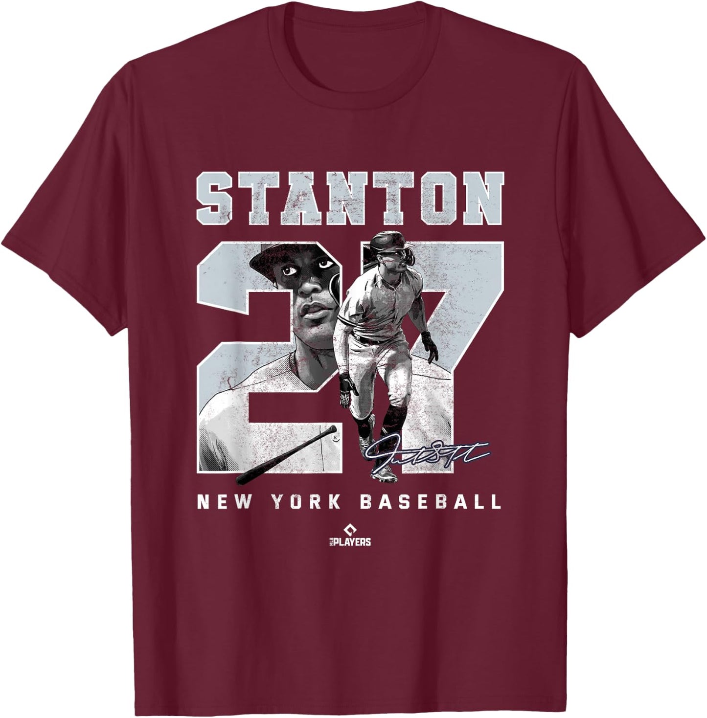 Number and Portrait Giancarlo Stanton New York MLBPA T-Shirt - T-Shirt | Maroon