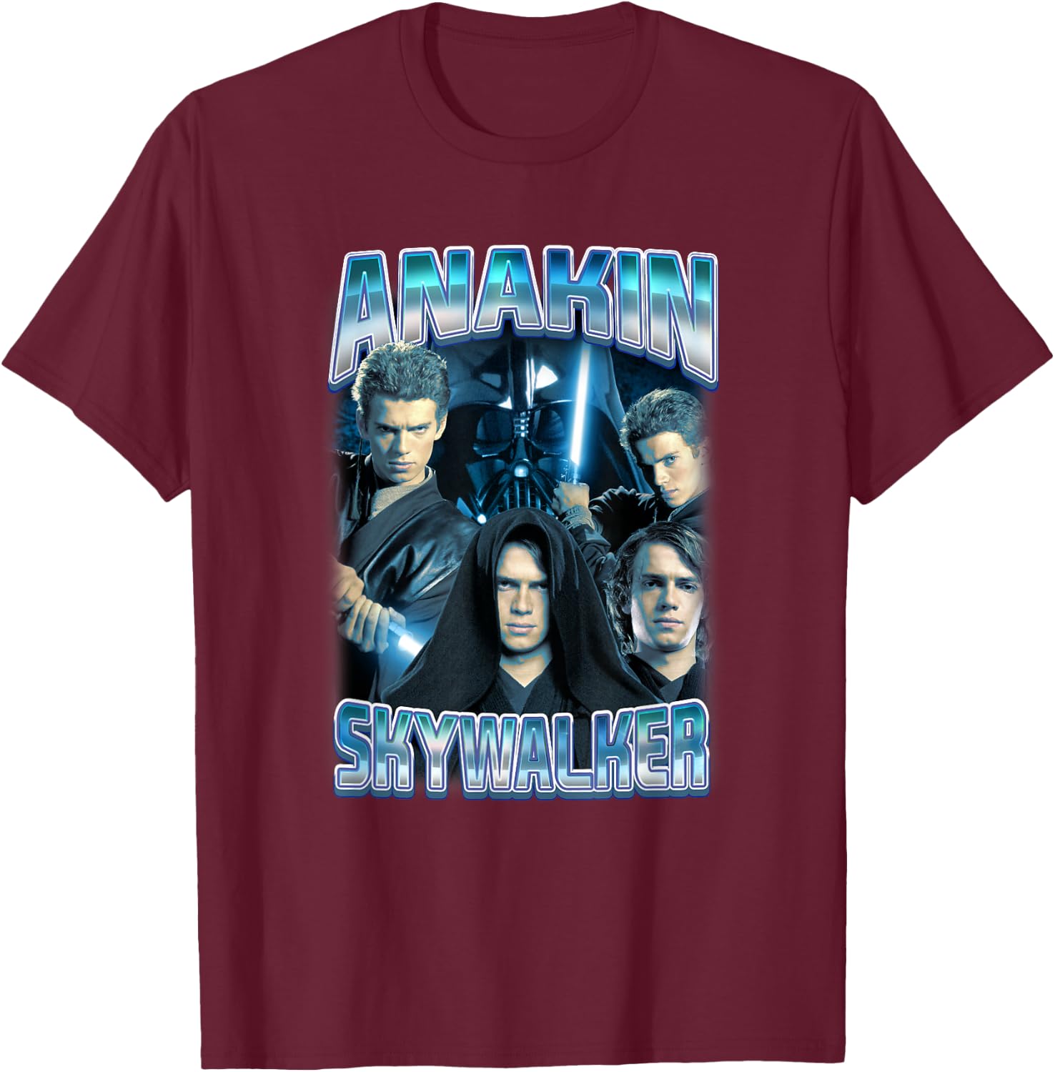 Star Wars Classic Anakin Skywalker Photo Collage Poster T-Shirt - T-Shirt | Maroon