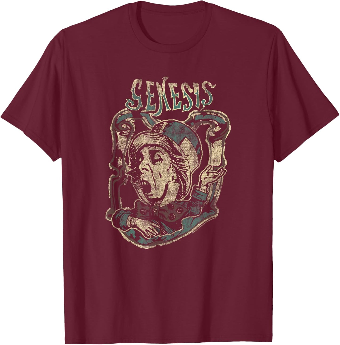 Genesis Mad Hatter Distressed T-Shirt - T-Shirt | Maroon
