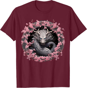 Blossom Dragon T-Shirt - T-Shirt | Maroon