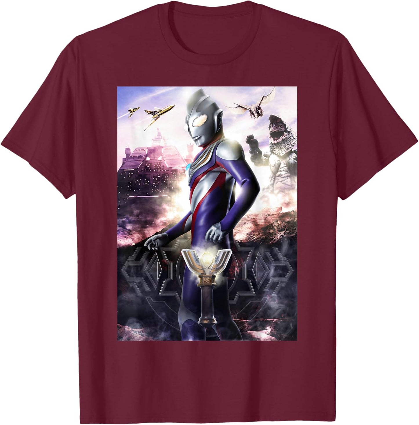 ULTRAMAN TIGA Poster Visual Design B T-Shirt - T-Shirt | Maroon