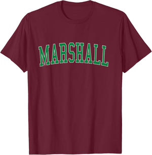 Vintage Marshall TX Distressed Green Varsity Style T-Shirt - T-Shirt | Maroon