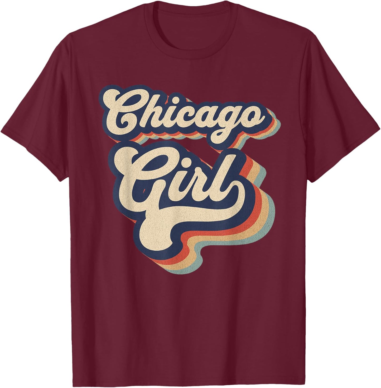 Vintage Design For Girls From Chicago Illinois T-Shirt - T-Shirt | Maroon