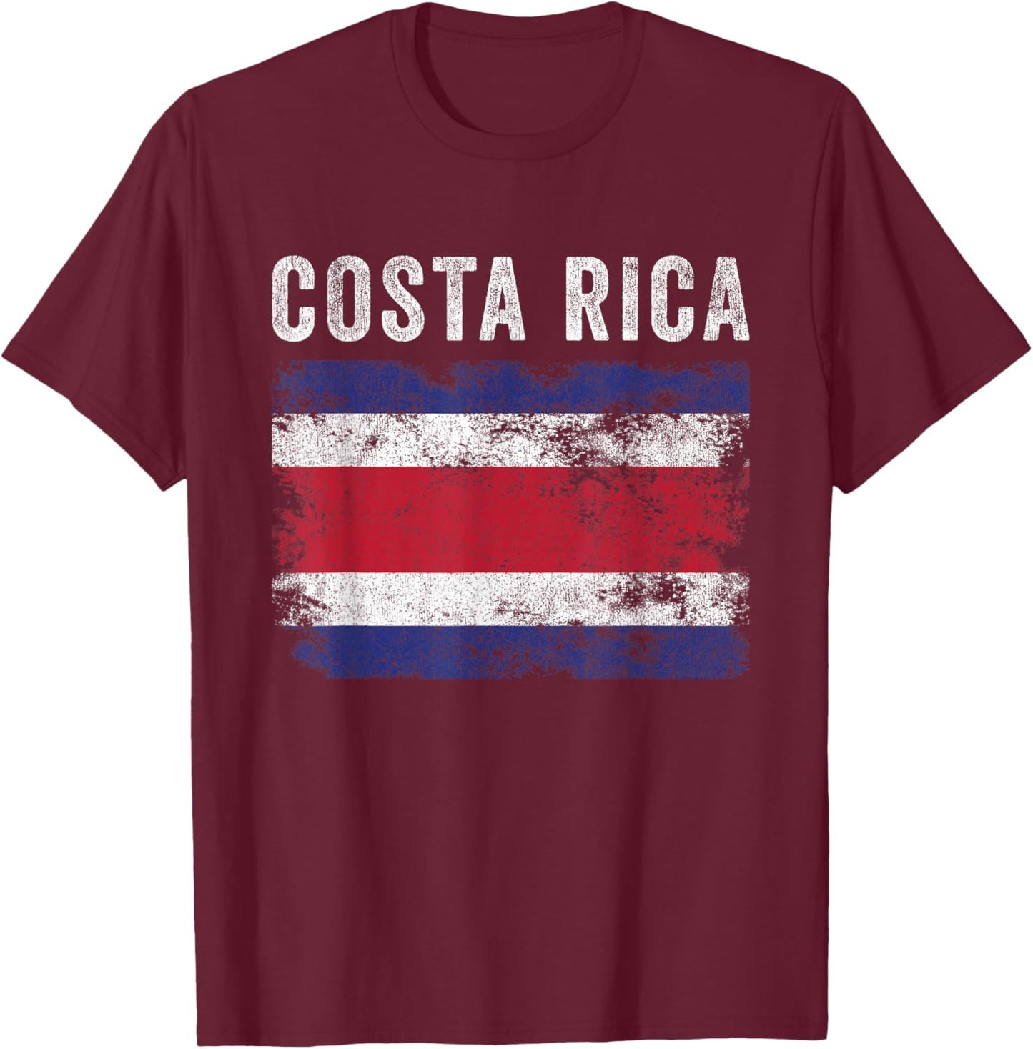 Costa Rica Flag Distressed - Men Women - Costa Rican Flag T-Shirt - T-Shirt | Maroon