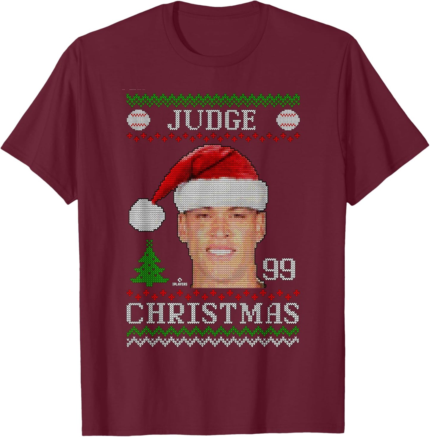 Aaron Judge New York Baseball Christmas Sweater MLBPA T-Shirt - T-Shirt | Maroon
