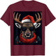 Deer Christmas Hat Shirt - X-mas Deer T-Shirt - T-Shirt | Maroon