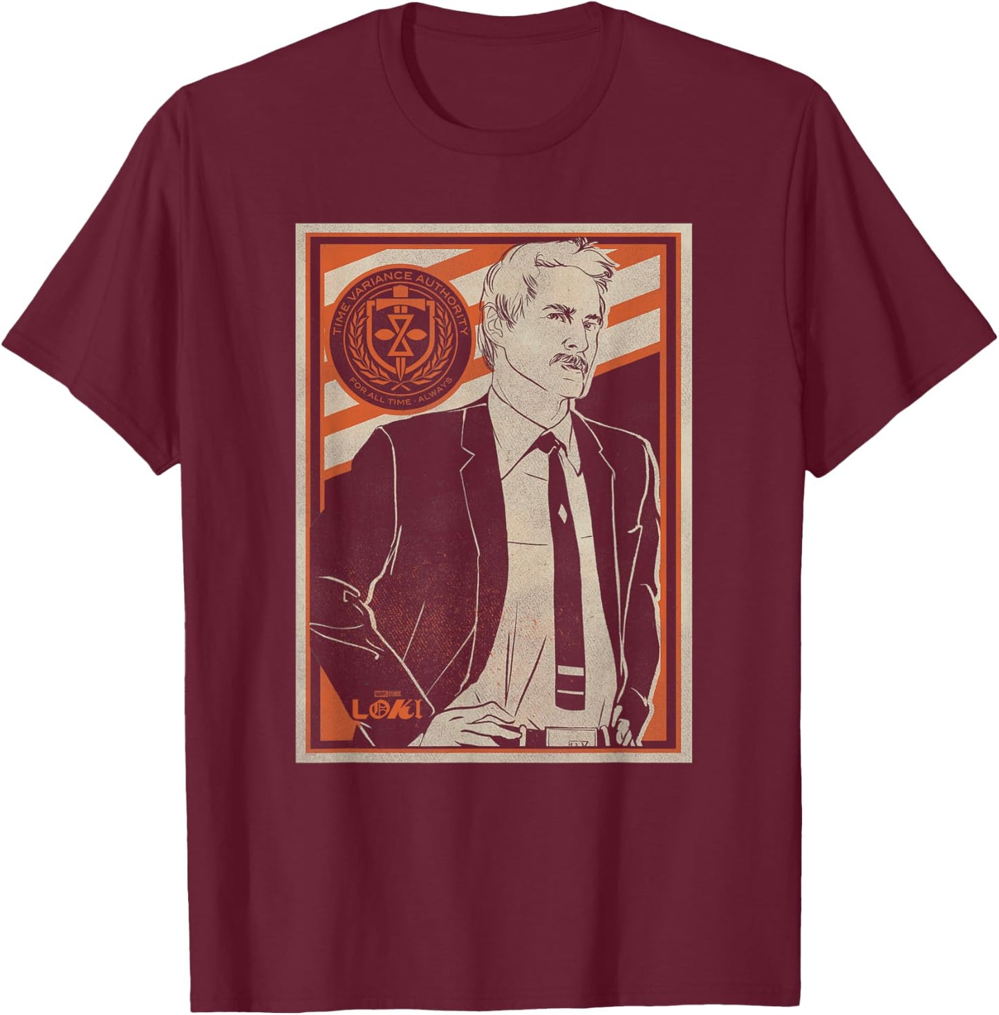 Marvel Loki TVA Agent Mobius Poster T-Shirt - T-Shirt | Maroon