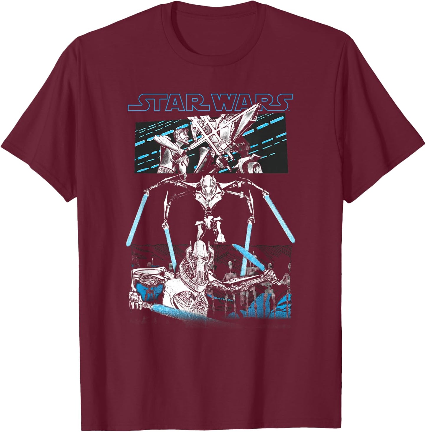 Star Wars General Grievous Lightsaber Panels T-Shirt - T-Shirt | Maroon