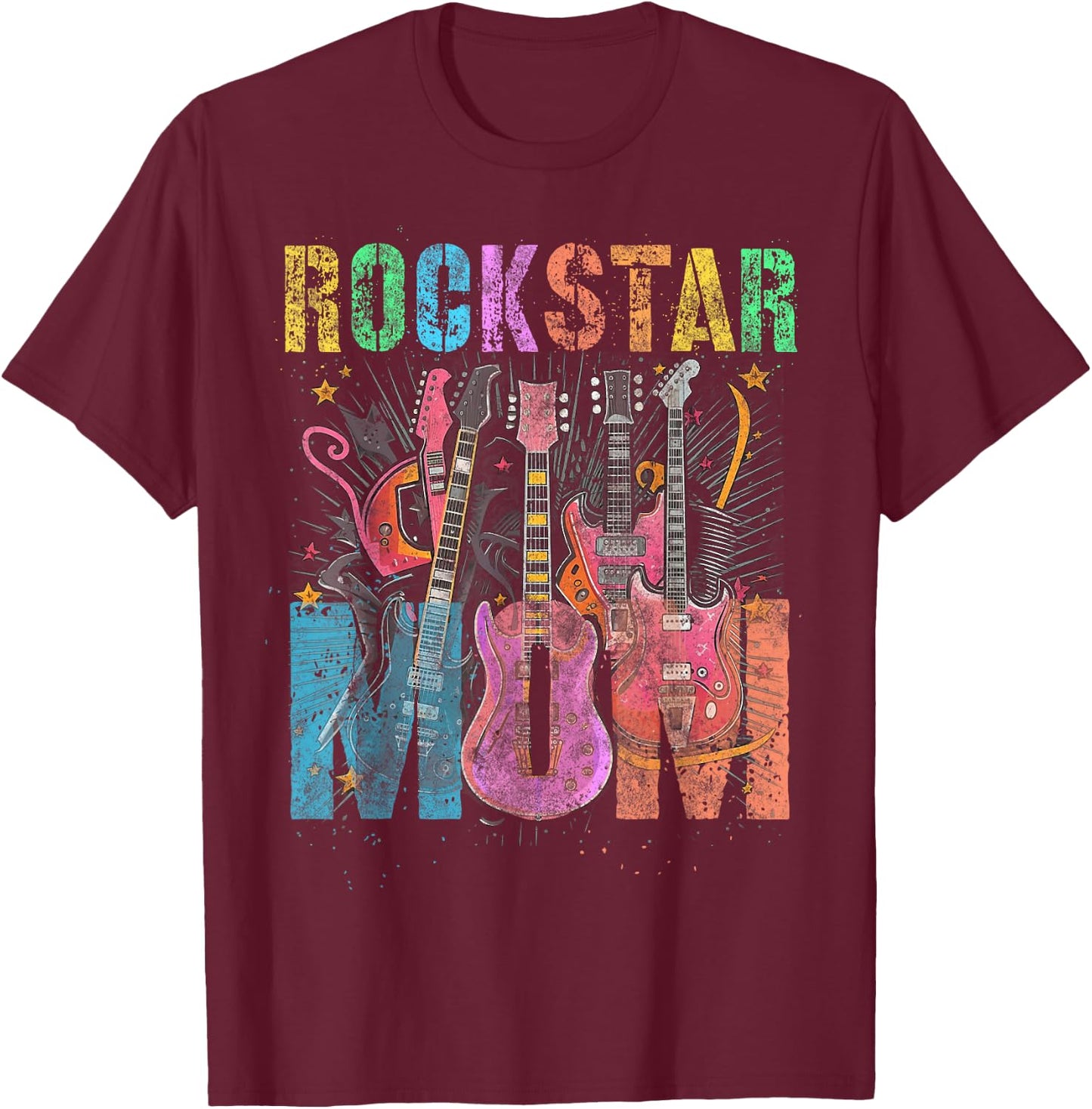 Funny ROCKSTAR MOM Rockin' Mommy Squad Mama Birthday T-Shirt - T-Shirt | Maroon