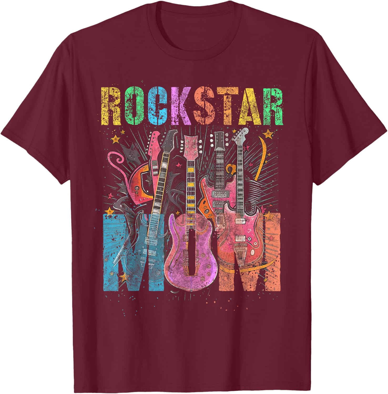 Funny ROCKSTAR MOM Rockin' Mommy Squad Mama Birthday T-Shirt - T-Shirt | Maroon