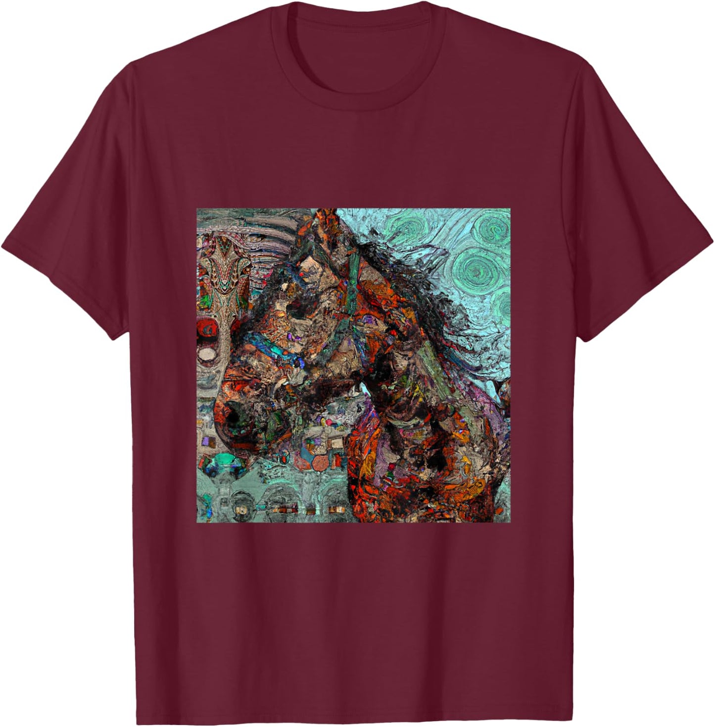 Horse Tribal Abstract Native American Art Design T-Shirt - T-Shirt | Maroon