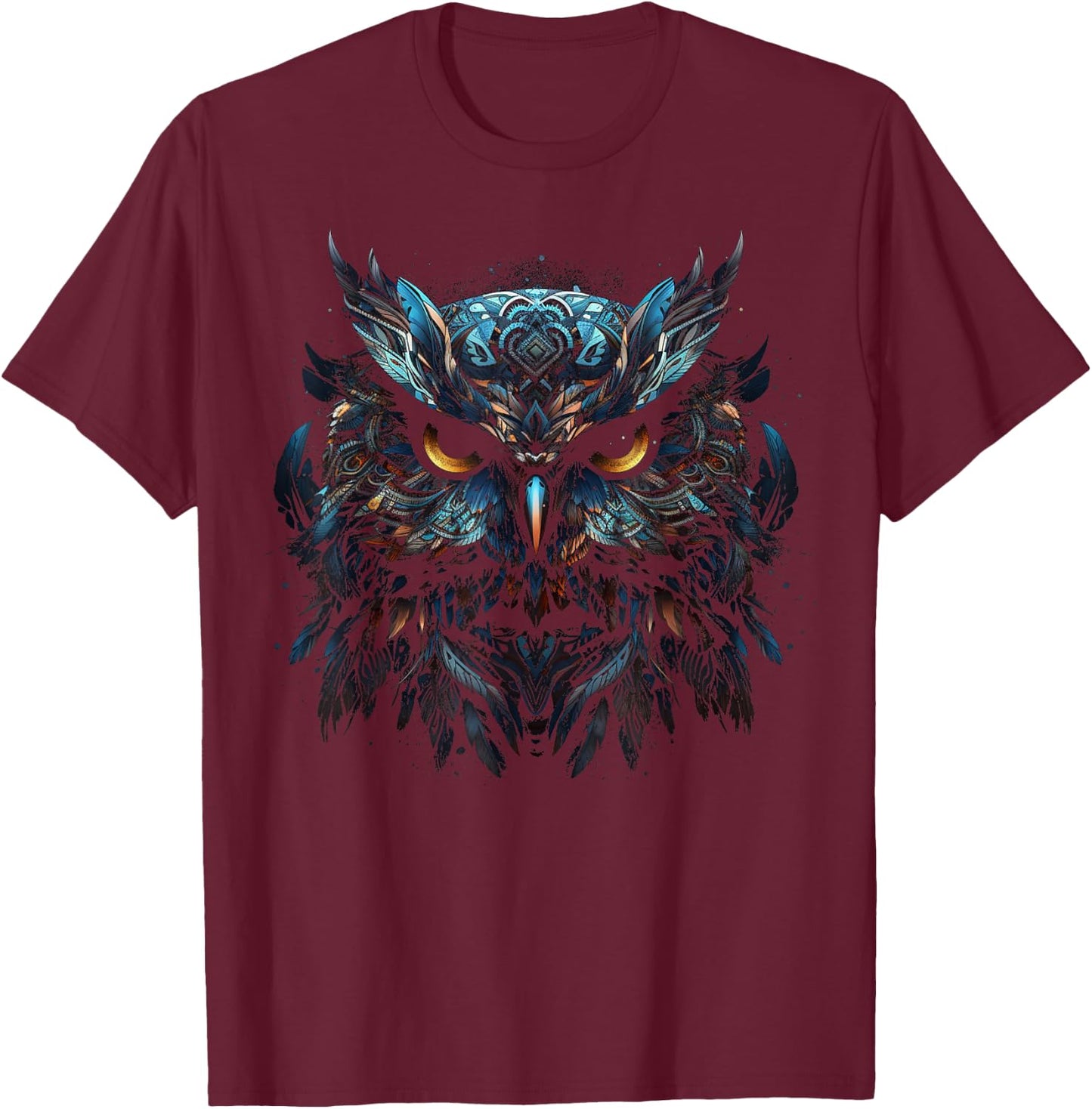 Owl Artwork - Animal Bird Art Owl T-Shirt - T-Shirt | Maroon
