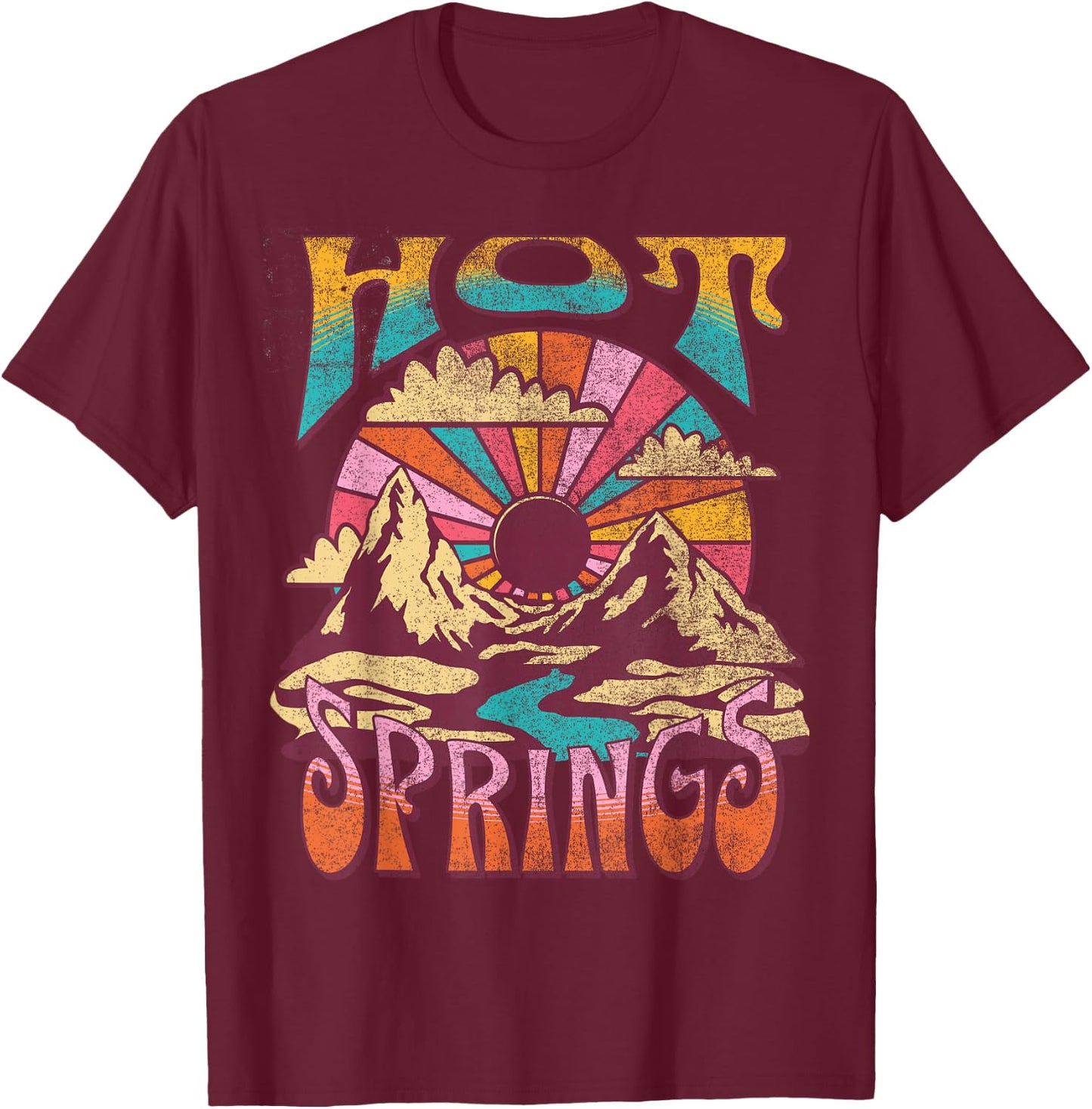 Hot Springs Arkansas Nature Hiking Mountains Outdoors Retro T-Shirt - T-Shirt | Maroon