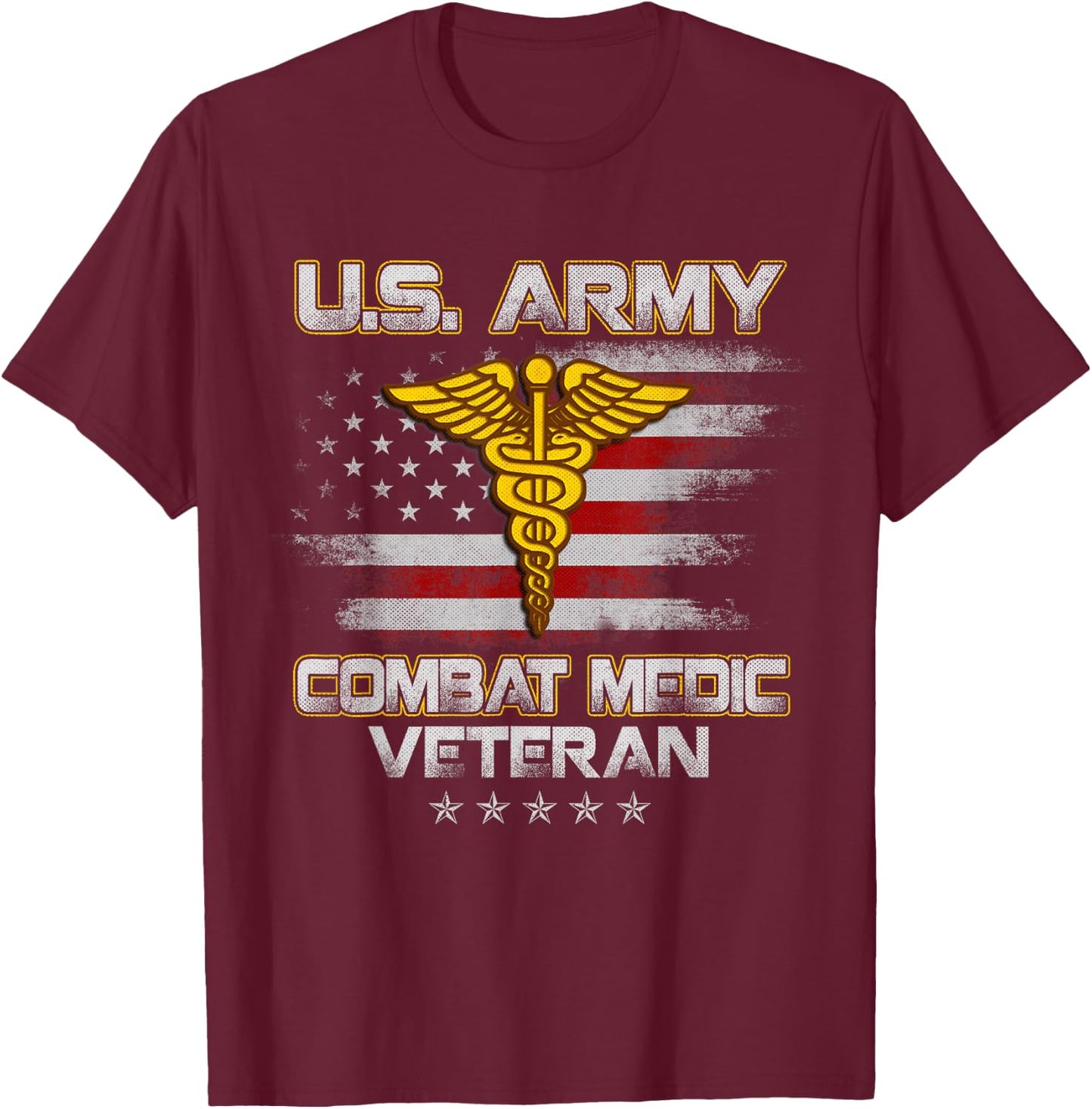 U.S Army Combat Medic Veteran Flag Vintage Medical Military T-Shirt - T-Shirt | Maroon