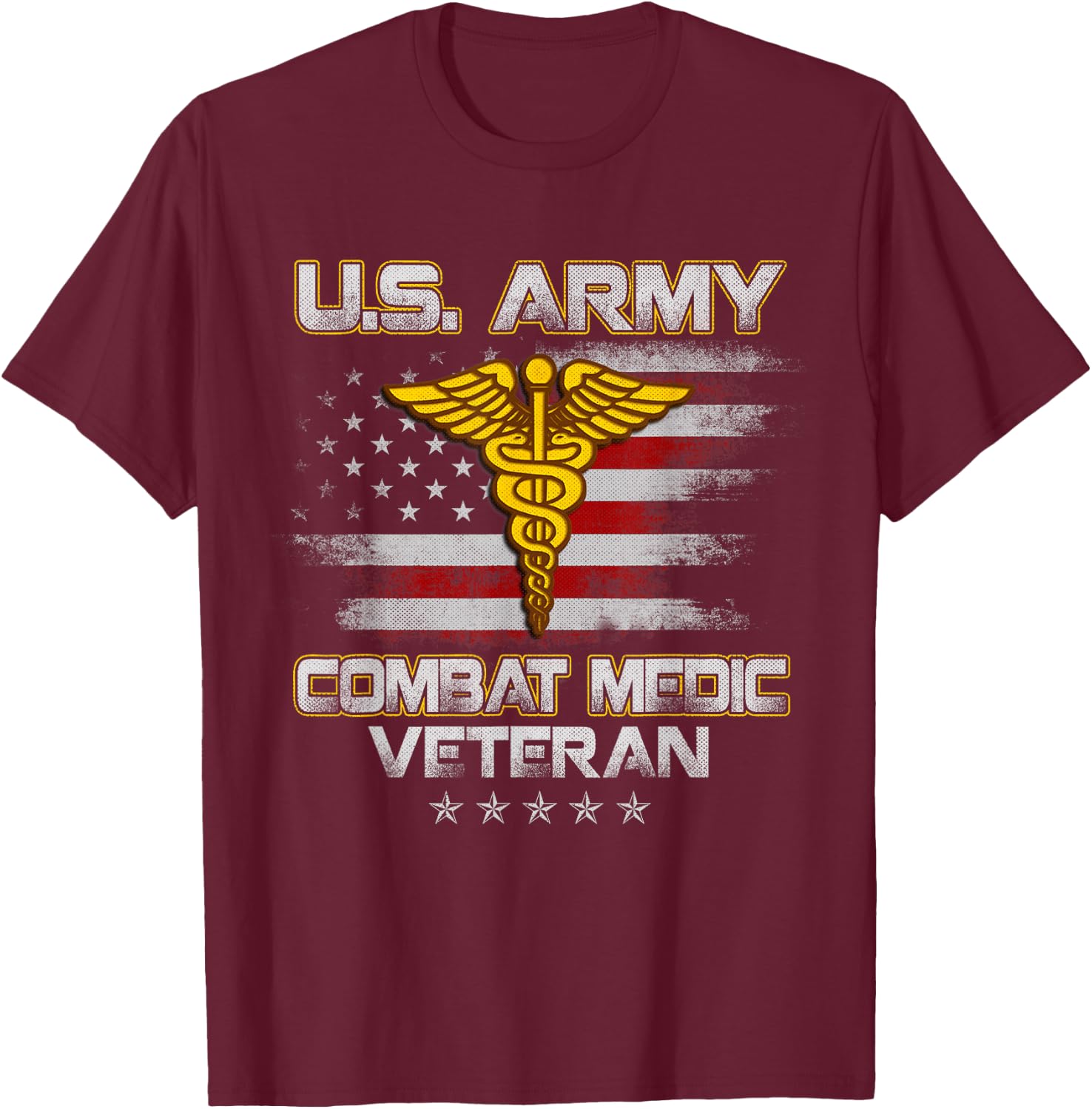 U.S Army Combat Medic Veteran Flag Vintage Medical Military T-Shirt - T-Shirt | Maroon