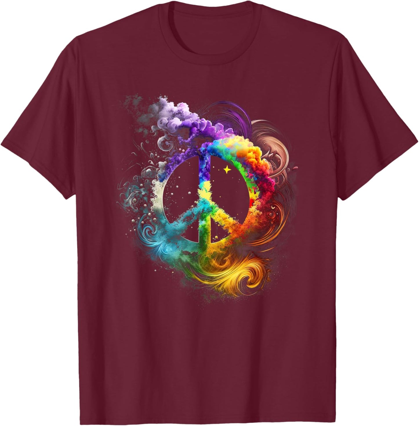 Peace sign of freedom hippie flower child space science T-Shirt - T-Shirt | Maroon