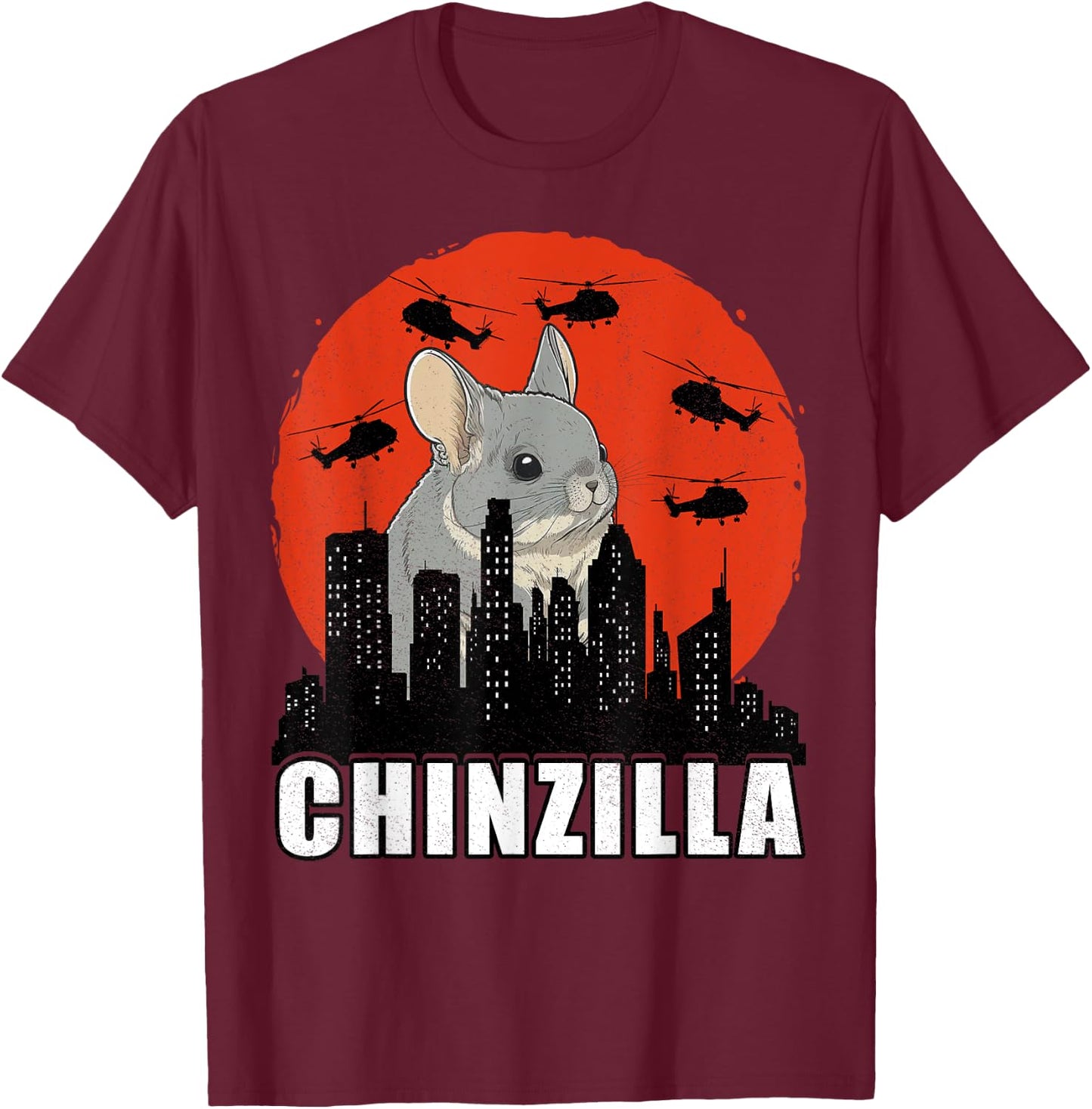 Chinchilla Chinzilla Retro Chinchilla Lovers Funny T-Shirt - T-Shirt | Maroon
